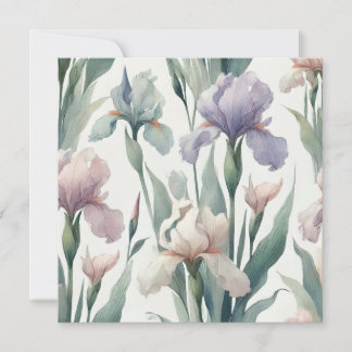 Cartes Pour Fêtes Annuelles Aquarelle Irises Design d'impression