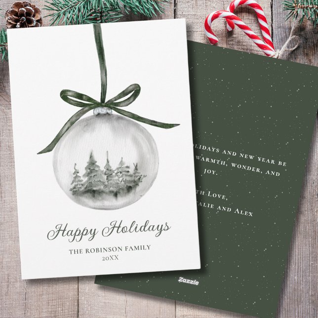 Cartes Pour Fêtes Annuelles Aquarelle Joyeuses Fêtes Ornement de Noël (Créateur téléchargé)