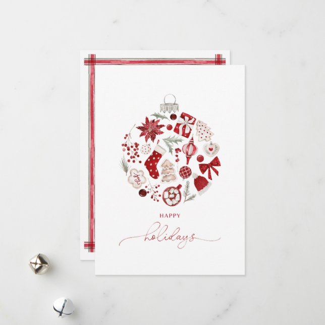 Cartes Pour Fêtes Annuelles Aquarelle Joyeux Noël de Noël (Devant/Arrière en situation)