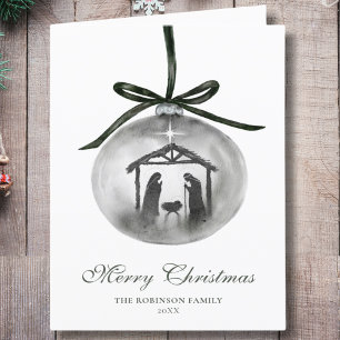 Cartes Pour Fêtes Annuelles Aquarelle Joyeux Noël Nativité Ornement