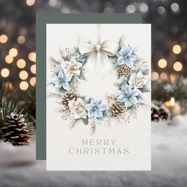 Cartes Pour Fêtes Annuelles Aquarelle Joyeux Noël Pinecone Wreath (Créateur téléchargé)