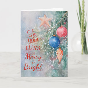 Cartes Pour Fêtes Annuelles Aquarelle Joyeux ornements de Noël Neige d'hiver