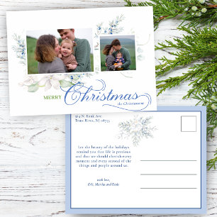 Cartes Pour Fêtes Annuelles Aquarelle Joyeux Script de Noël Juniper 2 photos