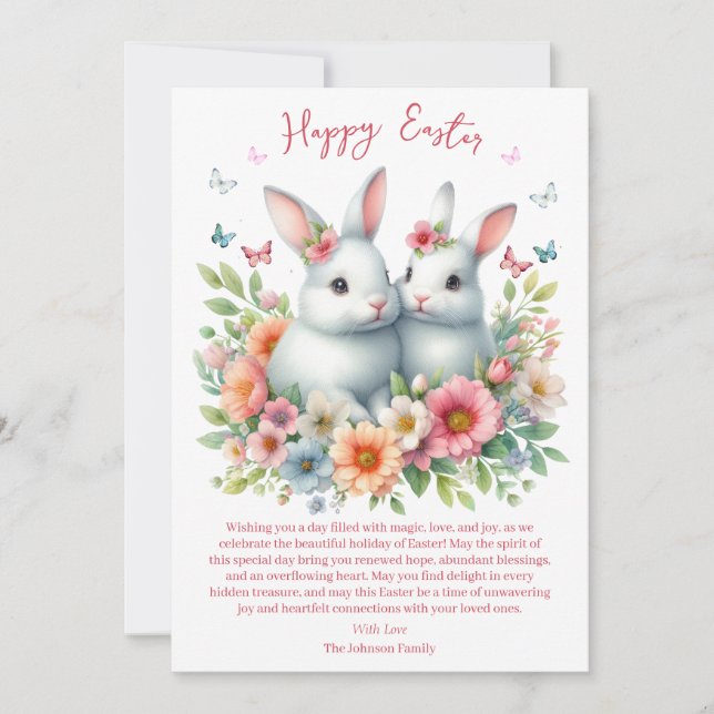Cartes Pour Fêtes Annuelles Aquarelle Lapin de Pâques Personnalisé (Devant)