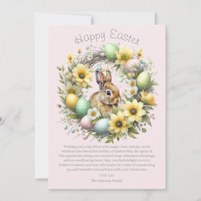 Cartes Pour Fêtes Annuelles Aquarelle Lapin de Pâques Personnalisé (Devant)
