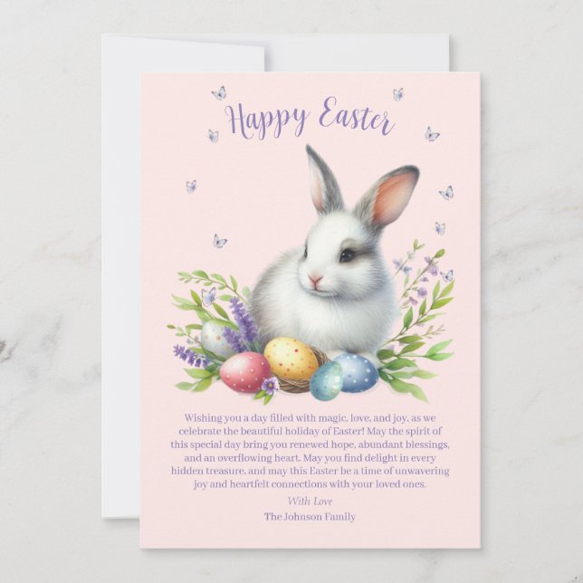 Cartes Pour Fêtes Annuelles Aquarelle Lapin de Pâques Personnalisé (Devant)