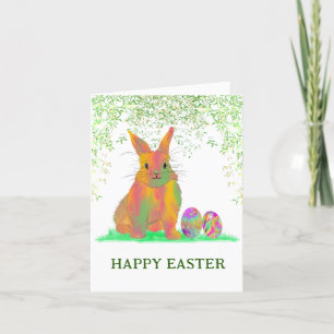 Cartes Pour Fêtes Annuelles Aquarelle lapin et oeufs Joyeux Pâques