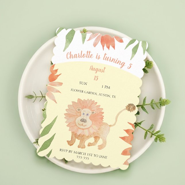 Cartes Pour Fêtes Annuelles Aquarelle Lion bébé peinte à la main (Créateur téléchargé)
