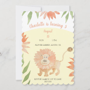Cartes Pour Fêtes Annuelles Aquarelle Lion bébé peinte à la main