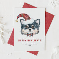 Aquarelle Long Haired Chihuahua Joyeux Howlidays