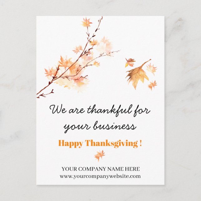 Cartes Pour Fêtes Annuelles Aquarelle Maple Feuille Business Thankgiving (Devant)