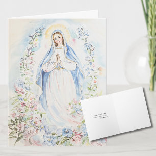 Cartes Pour Fêtes Annuelles Aquarelle Mère Marie Religieuse Catholique Florale