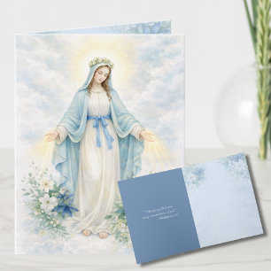 Cartes Pour Fêtes Annuelles Aquarelle Mère Marie Religieuse Catholique Florale