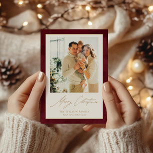 Cartes Pour Fêtes Annuelles Aquarelle Merlot rouge 3 Photos Noël