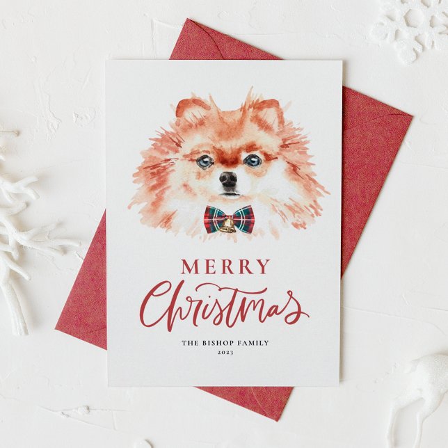 Cartes Pour Fêtes Annuelles Aquarelle mignonne Chien roumain Joyeux Noël (Créateur téléchargé)