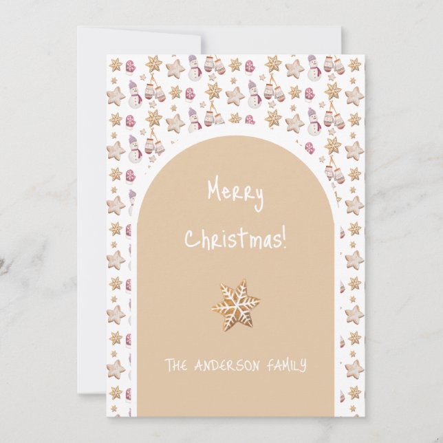 Cartes Pour Fêtes Annuelles Aquarelle mignonne Glowes d'hiver Cookies de moton (Devant)