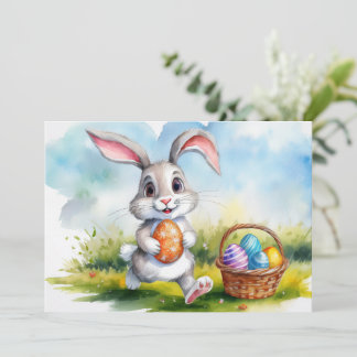 Cartes Pour Fêtes Annuelles Aquarelle mignonne Lapin de Pâques
