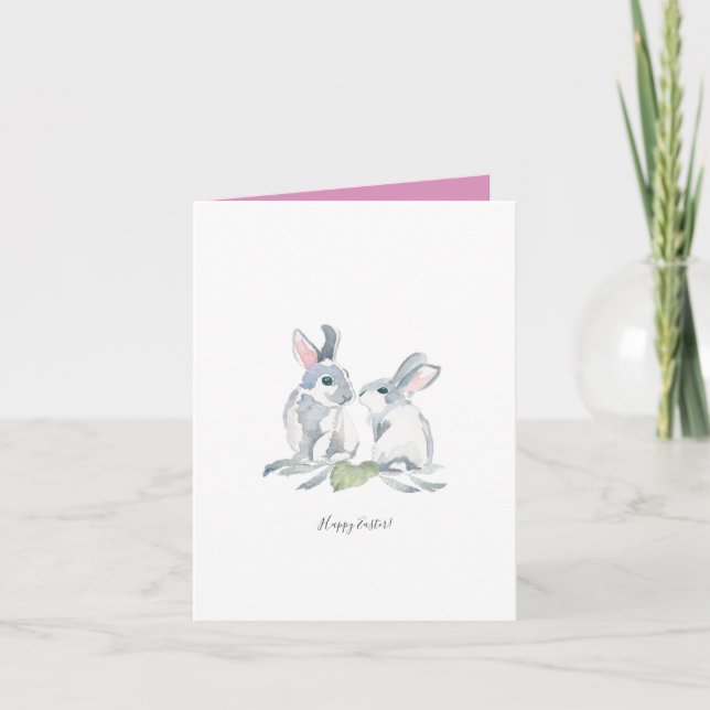 Cartes Pour Fêtes Annuelles Aquarelle mignonne Merci de Pâques rose (Devant)