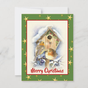 Cartes Pour Fêtes Annuelles Aquarelle mignonne Noël Deux baies de neige