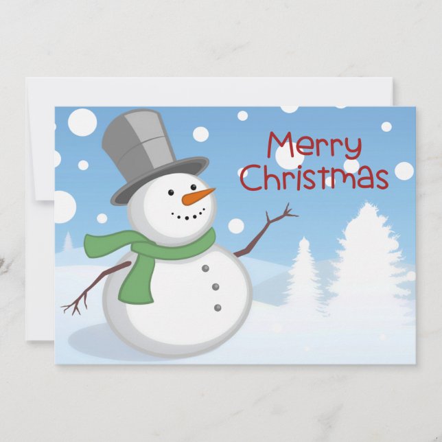 Cartes Pour Fêtes Annuelles Aquarelle mignonne Snowman Joyeux Noël (Devant)