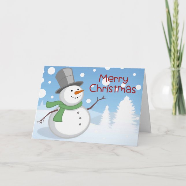 Cartes Pour Fêtes Annuelles Aquarelle mignonne Snowman Joyeux Noël Plié Hol (Devant)