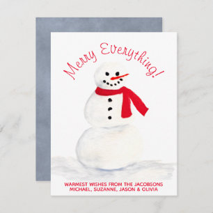 Cartes Pour Fêtes Annuelles Aquarelle mignonne Snowman Joyeux Tout Festif