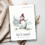 Cartes Pour Fêtes Annuelles Aquarelle mignonne Snowman Laisser neiger Noël<br><div class="desc">Si vous avez besoin d'une personnalisation supplémentaire,  n'hésitez pas à m'envoyer un message sur yellowfebstudio@gmail.com .</div>