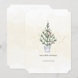 Cartes Pour Fêtes Annuelles Aquarelle minimaliste de petit arbre de Noël