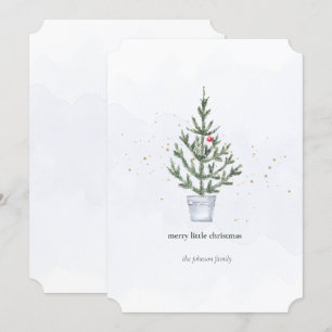 Cartes Pour Fêtes Annuelles Aquarelle minimaliste de petit arbre de Noël