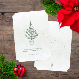 Cartes Pour Fêtes Annuelles Aquarelle minimaliste Noël Joyeux Bénédictions