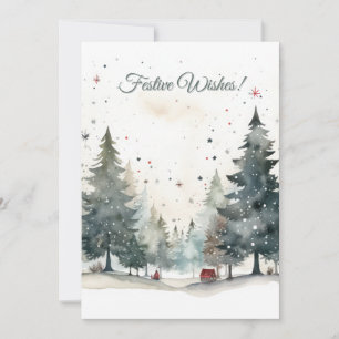 Cartes Pour Fêtes Annuelles Aquarelle minimaliste Noël saisonCarte de vacances