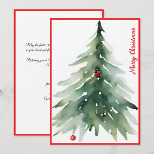 Cartes Pour Fêtes Annuelles Aquarelle minimaliste Rouge Entreprise Noël