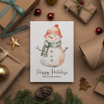 Cartes Pour Fêtes Annuelles Aquarelle minimaliste Snowman voeux de Noël<br><div class="desc">Notre carte de voeux de Noël Snowman,  couleur d'eau minimaliste et charmante,  est la meilleure façon de célébrer la saison en famille et entre amis ! Doté d'un charmant bonhomme de neige,  cette carte vous permettra de répondre à vos besoins minimalistes de Noël.</div>