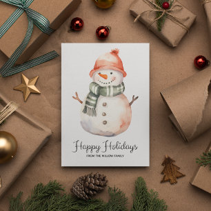 Cartes Pour Fêtes Annuelles Aquarelle minimaliste Snowman voeux de Noël