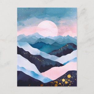 Cartes Pour Fêtes Annuelles Aquarelle minimaliste Whimsical Gold Mountain