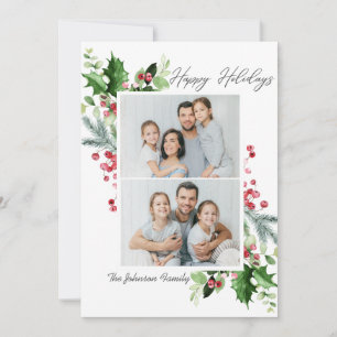Cartes Pour Fêtes Annuelles Aquarelle Mistletoe Holly Berry Noël 2 PHOTO