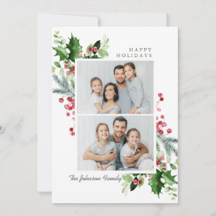 Cartes Pour Fêtes Annuelles Aquarelle Mistletoe Holly Berry Noël 2 PHOTO