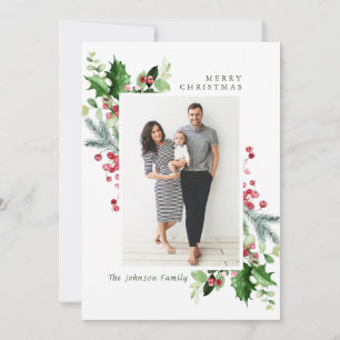 Cartes Pour Fêtes Annuelles Aquarelle Mistletoe Holly Berry Photo de Noël