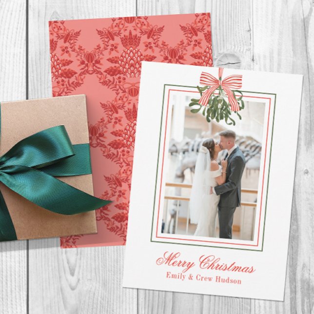 Cartes Pour Fêtes Annuelles Aquarelle Mistletoe photo de Noël (Créateur téléchargé)