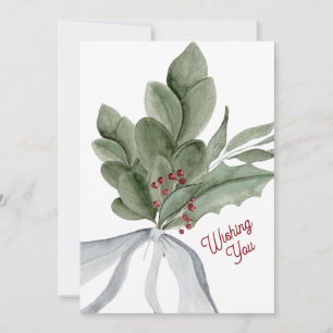 Cartes Pour Fêtes Annuelles Aquarelle Mistletoe Vert Personnalisé