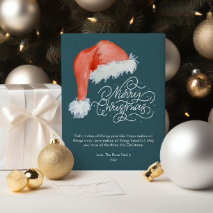 Cartes Pour Fêtes Annuelles Aquarelle moderne Appartement Casquette de Noël