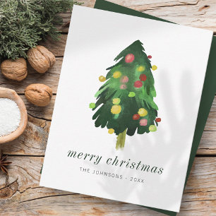 Cartes Pour Fêtes Annuelles Aquarelle moderne élégant sapin de Noël