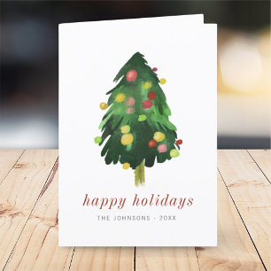Cartes Pour Fêtes Annuelles Aquarelle moderne élégant sapin de Noël