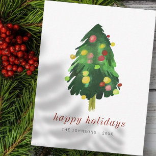 Cartes Pour Fêtes Annuelles Aquarelle moderne élégant sapin de Noël