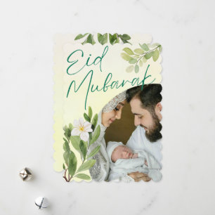 Cartes Pour Fêtes Annuelles Aquarelle moderne Floral islamique Aïd Moubarak Ph