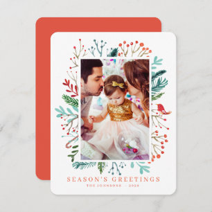 Cartes Pour Fêtes Annuelles Aquarelle moderne Noël Feuillage Botaniques