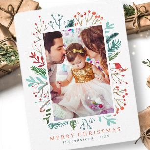 Cartes Pour Fêtes Annuelles Aquarelle moderne Noël Feuillage Botaniques