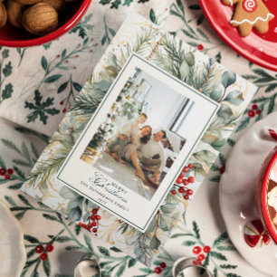 Cartes Pour Fêtes Annuelles Aquarelle moderne photo de Noël botanique