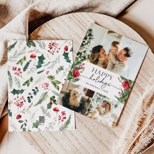 Cartes Pour Fêtes Annuelles Aquarelle moderne Script Botanique 3 Photo