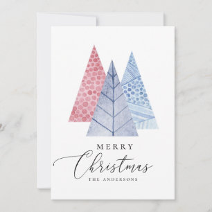Cartes Pour Fêtes Annuelles Aquarelle moderne simple géométrique arbre de Noël